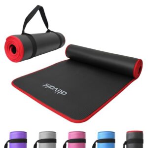 ATIVAFIT NBR Yogamatte,10mm dicke Trainingsmatte,183 cm * 61 cm Gymnastikmatte, rutschfeste Sportmatte mit Tragegurt,ideale Fitnessmatte für Pilates, Yoga oder andere Heimtrainings