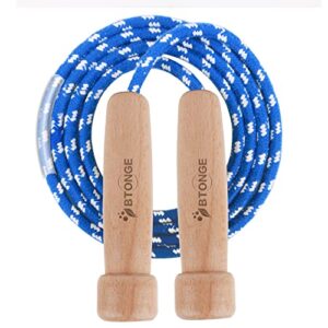 BTONGE Springseil, Speed Rope Verstellbar mit Natürlichem Holzgriff, Traditionelles Baumwoll Seilspringen, Länge Einstellbar, Rutschfest und Ideal für Fitness, Geeignet für Kinder und Erwachsene,300CM