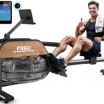 FYSIQ Rudergerät für zuhause, 28L Wassertank Rudergeräte mit LED-Bluetooth Monitor & Verstellbarer Tablet-Halter, Rudermaschine Max Benutzergröße 200cm (FR60)