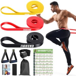 Fitnessbänder Set, Resistance Bands in 3 Stärken mit Griffen Türanker Schutzpolster Tragtasche und Trainingsanleitung, Widerstandsbänder Gymnastikband für Männer Frauen für Pilates/Fitness/Yoga