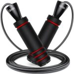 Gritin Springseil, 3 Meter Verstellbare Speed Rope mit Rutschfest & Ergonomisch Schaum Griffe für Fitness & Ausdauer & Seilspringen Training, Geeignet für Kinder und Erwachsene, inkl. Oxford-Tasche