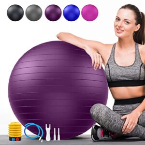 Weich Gymnastikball Groß, Berstschutz Sitzball büro Ergonomisch Unterstützt 2200lbs, Yoga Ball Softball Fitnessball mit Pumpe für Schwangerschaft Balancegeräte Gymnastik Exercise Gym Fitness Pilates