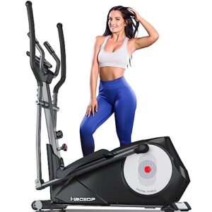 HIROLLOP Crosstrainer für Zuhause, 95% Vormontiertes Ellipsentrainer mit 22 Magnet Widerstandsstufen Heimtrainingsgerät für elliptisches Training (Schwarz)