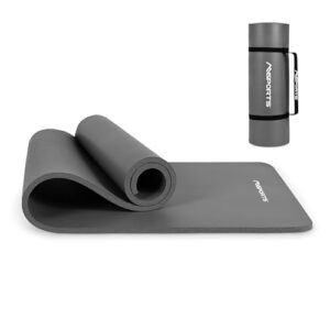 MSPORTS Gymnastikmatte Premium inkl. Tragegurt + Übungsposter + Workout App I Hautfreundliche Fitnessmatte 190 x 80 x 1,5 cm - Anthrazit - Phthalatfreie Yogamatte