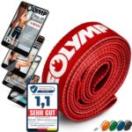 NEOLYMP Lange Fitnessbänder Stoff mit Fitness E-Book - waschbare Resistance Bands, Widerstandsbänder, Gymnastikband, Fitnessband, Trainingsbänder, Klimmzugbänder, Krafttrainingssets (rot)