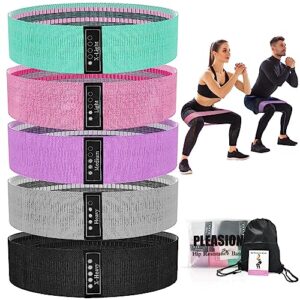 PLEASION Resistance Bands Fitnessband, Fitnessbänder Stoffbänder 5er Set, Widerstandsbänder für Krafttraining Muskelaufbau Hip Beintraining, Gymnastikband für Workout Yoga Pilates