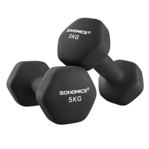 SONGMICS Hanteln, 2er Set, Kurzhanteln, Krafttraining, zu Hause, im Büro, Fitnessstudio, 2 x 5 kg, schwarz SYL60BK