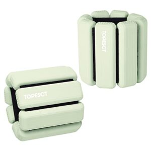 TopEsct Verstellbare Handgelenkgewichte – Set mit 2 Stück (je 0,9 kg) | Langlebiges tragbares Handgelenk- und Knöchelgewichte für Yoga, Tanz, Barre, Pilates, Cardio, Aerobic, Walking (Olivgrün)