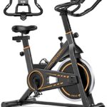 Heimtrainer Fahrrad, UREVO 10kg Schwungrad Spinning Bike Indoor mit 120 kg Gewichtskapazität, einstellbarem Widerstand und LCD-Monitor für Heimtraining