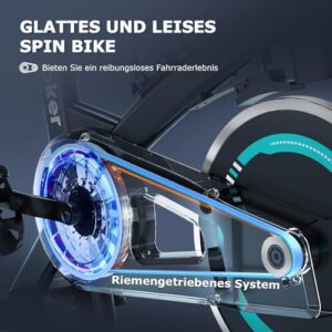 Wenoker Heimtrainer Fahrrad, Indoor Cycling Bike mit LCD-Monitor, Heimtrainer mit Pad-Halterung, Belastbarkeit 140 kg Fitnessbike Zuhause, Stille Stationäre Fahrräder für zu Haus