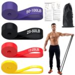 Fitnessbänder, Resistance Bands Widerstandsstufe 5-100LB, Widerstandsbänder Für Krafttraining, Pilates, Physiotherapie, Yoga, Klimmzughilfe, Geeignet Für Männer Und Frauen (4 Stücke)