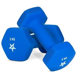 Yes4All RZYR Hex Neopren Hanteln Set Gewichte für Krafttraining Yoga Pilate - Kurzhanteln 2er set, Dumbbells Set für Frauen Männer, 2 kg hanteln 2 er set, blau