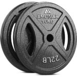 Amonax Hantelscheiben Gusseisen Set, 2,5kg, 5kg, 10kg Hantel Set für 25mm & 50mm Olympia Gewichte Hantel Bar, Metall Hantelscheiben für Gewichtheben und Hip Thrust, Hantelscheiben für Das Home Gym