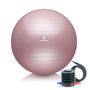 BODYMATE Gymnastikball Sitzball Trainingsball mit GRATIS E-Book inkl. Luft-Pumpe, Ball für Fitness, Yoga, Gymnastik, Core Training, für starken Rücken als Büro-Stuhl Rose 55cm