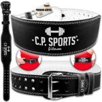 C.P.Sports Trainingsgürtel Gewichtheber Leder, Schwarz/Innenfläche Weiß, M, 38700