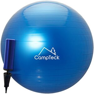 CampTeck U6764 Gymnastikball 65cm mit verbesserter Handpumpe für Fitness, Fitnessstudio, Pilates usw. - Geeignet für Männer und Frauen, Blau