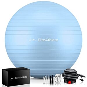 EliteAthlete Gymnastikball Sitzball Büro ergonomisch mit Anti Burst System - Fitness Pilates Schwangerschaft - Schwangerschaftsball Fitnessball Yogaball - Yoga Ball 75 cm inkl. Luftpumpe