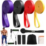 Fokky Resistance Bands Set mit 4 Widerstandsstufen, Fitnessbänder mit Türanker, Griffen, Schutzhülle, Tragetasche und Trainingsanleitung, Widerstandsbänder für Stretching/Yoga/Fitness/Krafttraining