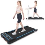 GEARSTONE Laufband für Zuhause,Walking Pad mit Fernbedienung und LCD-Anzeige,Laufband Schreibtisch 1-6 km/h,leiser mit großem Laufbereich,Bluetooth Lautsprecher,für Zuhause/Büro (Schwarzblau)