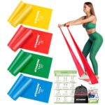 GYMERK Fitnessbänder Set 4er, 1.8M Fitnessband, 4 Widerstandsstufen mit Übungsposter, Gymnastikband mit Tragetasche & Übungsanleitung, Ideal für Yoga, Pilates, Muskelaufbau, Physiotherapie