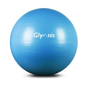 Glymnis Fitnessball Gymnastikball 55 cm/65 cm/75 cm, Anti-Burst Maximale Belastung 300 kg, rutschfest, mit Pumpe für Pilates, Yoga und Fitness, Blau 55 cm