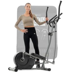 Hop-Sport Crosstrainer HS-2050C, Ellipsentrainer mit LCD-Display & Pulsmessung, leiser Crosstrainer für Zuhause - Magnet-Bremssystem & Transportrollen Silber