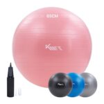 KM-Fit Gymnastikball 65cm | Trainingsball mit Luft-Pumpe | Sitzball Büro Anti-Burst | Ball für Fitness, Yoga, Gymnastik, Core Training | Pezziball Yogaball BPA-Frei | Pink