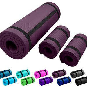 NBR Fitnessmatte Yogamatte 190 x 60 x 1.0 cm Aubergine Bordeaux Lila Pflaume Home Training Outdoor Matte Fitness Yoga Gymnastik Sport Gymnastikmatte Trainingsmatte Turnmatte rutschfest dick Tragegurt