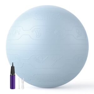 PROIRON Gymnastikball mit geprägtem Muster, Anti-Burst Sitzball 65cm, Pezziball mit Pumpe, Fitnessball für Fitness, Yoga, Schwangerschaft und Balance Stuhl 1PC (Blau)