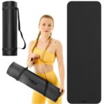 TREX SPORT Gymnastikmatte extra dick und weich | Fitnessmatte 180x60x1cm mit Tragegurt | Yogamatte rutschfest (Black Night)