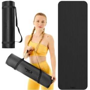 TREX SPORT Gymnastikmatte extra dick und weich | Fitnessmatte 180x60x1cm mit Tragegurt | Yogamatte rutschfest (Black Night)