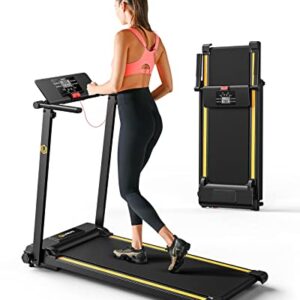 UREVO Laufband für zuhause, 2.25PS Laufband klappbar mit 12 HIIT Modes, Platzsparend Walking Pad mit Verbreiterter Laufgürtel, LCD-Monitor, kompakte Mini Treadmill für Haus Büro, Leicht zu Falten