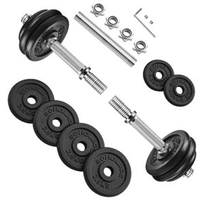 SONGMICS 2-in-1-Hanteln, 2er Set, 2 x 15 kg Hantelset aus Gusseisen, verstellbar, Kurzhantelset mit Verbindungsrohr, Workout, Gewichtheben für Zuhause, Fitnessstudio, schwarz SYL30LBK