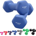 TOSANEO 2er Set Hanteln Neopren Kurzhanteln Gewichte für Gymnastik Aerobic Fitness Hantelset 2X 1,0kg bis 5,0kg Hantel 2X 2,5kg blau