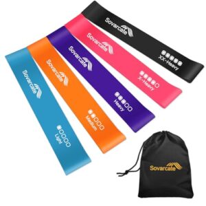 Fitnessbänder [5er Set] Terrabänder mit 5 Stufen Naturlatex Elastic Resistance Bands Widerstandsbänder Gymnastikband Gummiband Sport Trainingsbänder Fitness Home Gym Pilates Yoga - mit Tragetasche