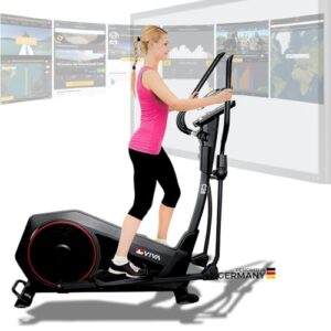 AsVIVA Crosstrainer & Ergometer C28 Pro Wi-Fi | Inkl. Pulsgurtempfänger & Fitnesscomputer | Take-to-Carry System | Elektrisch Einstellbarer Widerstand | Leiser Riemenantrieb | 16 kg Schwungmasse