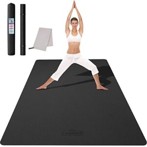 CAMBIVO Yogamatte XXL, Yoga Matte groß 183cm x 122cm x 6mm, Dicke Sportmatte Fitnessmatte rutschfest, TPE Gymnastikmatte Schwarz, Turnmatte Bodenschutzmatte für Pilates, Gym, Zuhause, Workout