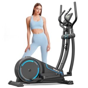 Dripex Kommerzieller Crosstrainer für Zuhause, magnetisches Ellipsentrainer Trainingsgerät mit 16 Widerstandsstufen, 8 kg Schwungrad, multifunktionaler LCD-Monitor, Pulssensor, Gerätehalter