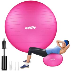 EDIFIT, Gymnastikball, 55, 65 und 75, Pezziball, Einschließlich Inflator, Pilates Ball, Sitzball, Pilates, Yoga Ball, Gymnastik (55cm, Rosa)