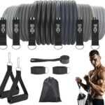 Fitense Resistance Bands Widerstandsbänder Set, 6 Fitnessbänder Widerstandsband Set Fitnessband mit Griff Knöchelriemen Türankerbefestigung für Krafttraining, Muskelaufbau und Pilates, Männer, Frauen