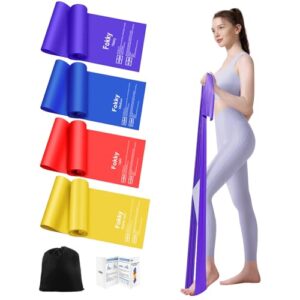 Fokky 1.5M Fitnessbänder, 4er Set Widerstandsbänder Gymnastikband, Resistance Bands mit Tragetasche & Übungsanleitung, Fitnessband für Pilates Yoga Fitness Muskelaufbau