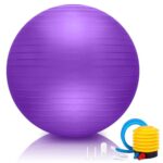 Fresion Anti-Burst Gymnastikball, Pilates Ball, Pezziball 75cm - Gymnastikball Schwangerschaft, Sitzball Büro für Balance, Pilatesball für Fitness/Yoga (Lila, 75 cm (für KörpergröBe 176-185cm))