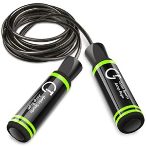 Springseil, Gritin Stahlseil Jump Rope Premium Speed Rope seilspringen Verstellbare mit hautfreundlichen Griff für Fitnesstraining abnehmen Fat Burning übungen, für Kinder und Erwachsene -Schwarz