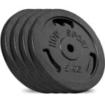 Hop-Sport 20 kg Gusseisen Hantelscheiben 30mm Set 4 x 5 kg / 2 x 10 kg - Guss Gewichte Hantel Set 30/31 mm Bohrung (4 x 5 kg)