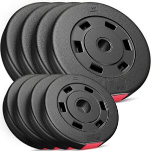 Hop-Sport 30kg Kunststoff Hantelscheiben Sets 30 mm Gewichte Auswahl: 2x5kg+2x10kg / 4x2,5kg+4x5kg / 8x1,25kg+4x2,5+2x5kg