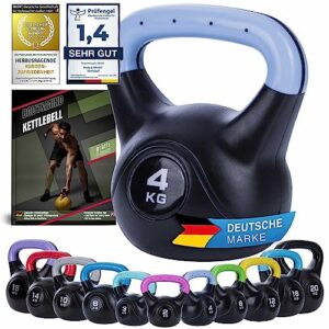 Body & Mind® Kettlebell Kugelhantel 2-20 kg - Workout Gewicht-Hantel für Kraft-Training - Profi Fitness Schwunghantel aus Kunststoff (c - 4 kg)