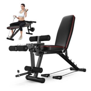 Hantelbank Klappbare Training Fitness Bank Multifunktion Sit Up Bauchtrainer Gym Schrägbank mit 4-Fach Verstellbarer Rückenlehne, 3-Fach Verstellbarer Sitzkissen