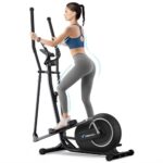 MERACH Elliptical Trainer für Zuhause, Ultraleise Crosstrainer mit 16-stufiger Magnetwiderstand, Kardio Ellipsentrainer mit Pulssensor, LCD-Monitor, Tablet-Ständer, Leicht zu bewegen, bis zu 120KG