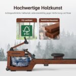 MERACH Wasser Rudergerät für Zuhause, Hergestellt aus Hochwertigem Massivholz, Bequemer Ergonomischer Stuhl, Max 150kg Belastbar