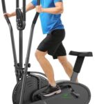 Crosstrainer,Crosstrainer für zuhause Neezee Qualitätsunternehmen Pro 2-in-1 Elliptisch Hometrainer mit Magnetwiderstand, Sitz, Smart LCD-Display Leichtes Verstauen Transportrollen bis 120kg